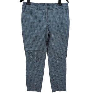 Adrianna Vittadini Pants 10 Slim Leg Ankle Career Casual Blue Geo Print Stretch